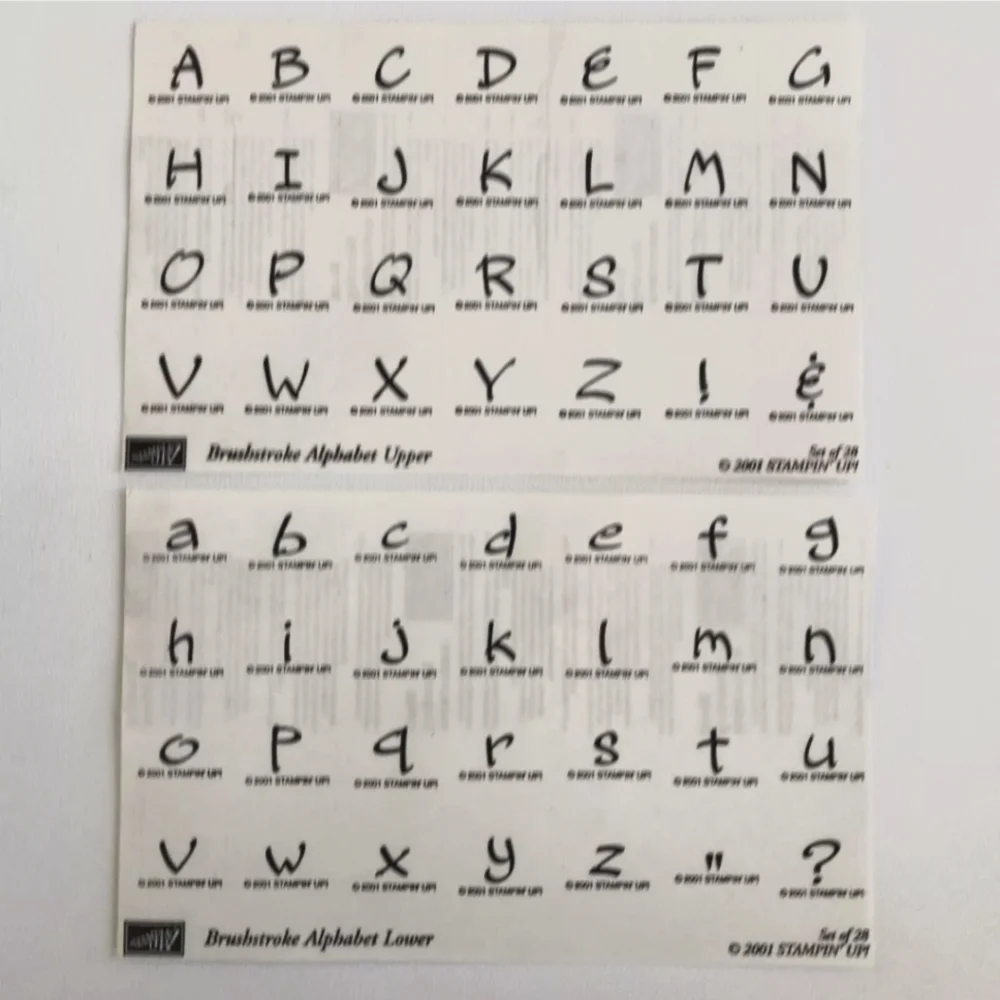 Stampin' Up! 56pc Alphabet Brushstroke Upper & Lower 2001 Wood Stamp Set Retired